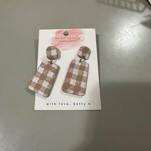 Beaded by Betty Brown and White Earrings